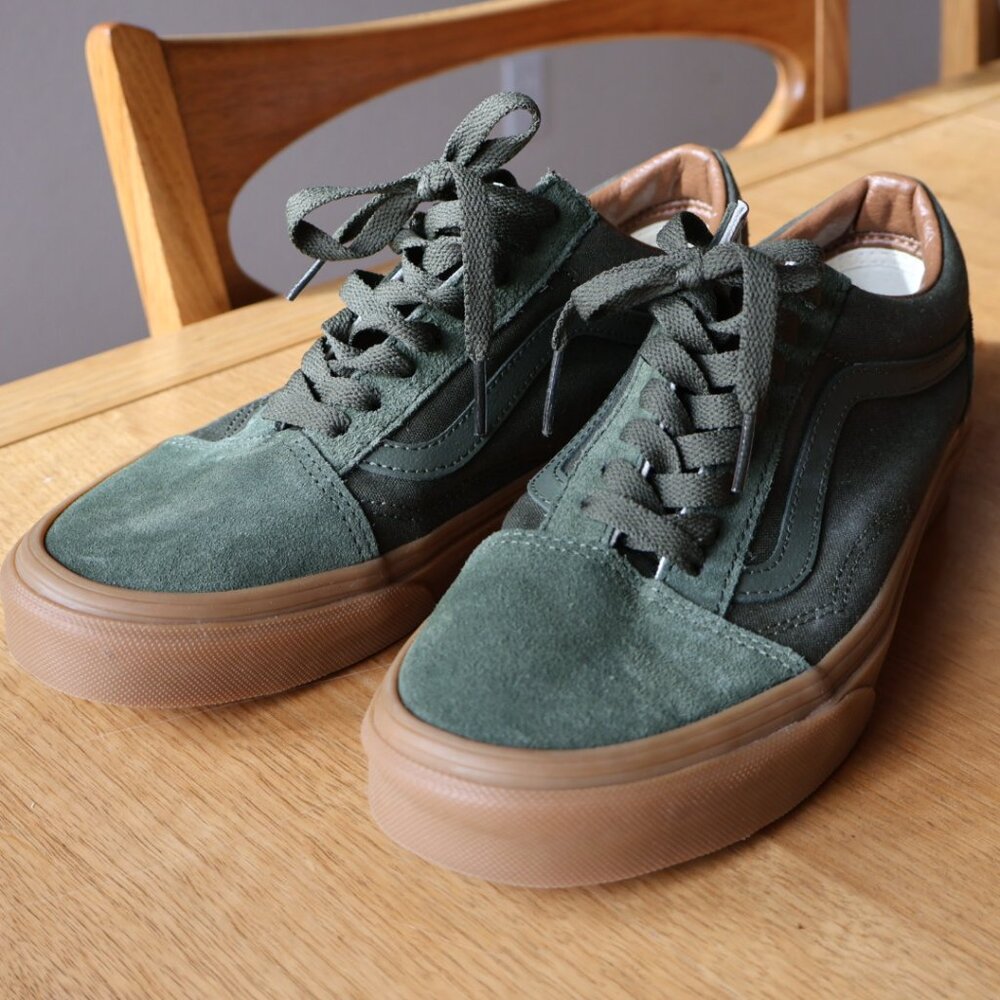 Vans Old Skool Olive Suede Gumshoe 8 - Picture 1 of 3